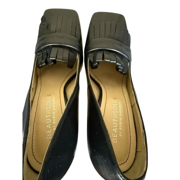 NEW Beautiisoles Made in Italy Women's Loretta Black Leather Fringe Pumps 8 - Picture 8 of 10